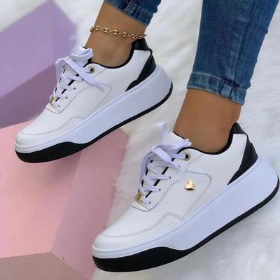 2024 Primavera/Verano para Mujer Nuevo Zapato Casual Único Suela Plana Puntera Redonda Colorido Cordones Delanteros Zapatillas de Suela Gruesa