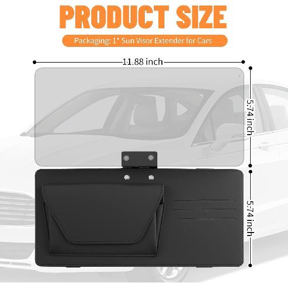 Anti-Glare Sun Visor Extender for Car,2026 New Car Visor Extender Sun Blocker with Magnetic Eyeglass Holder Card Holder,Universal Automotive Suns