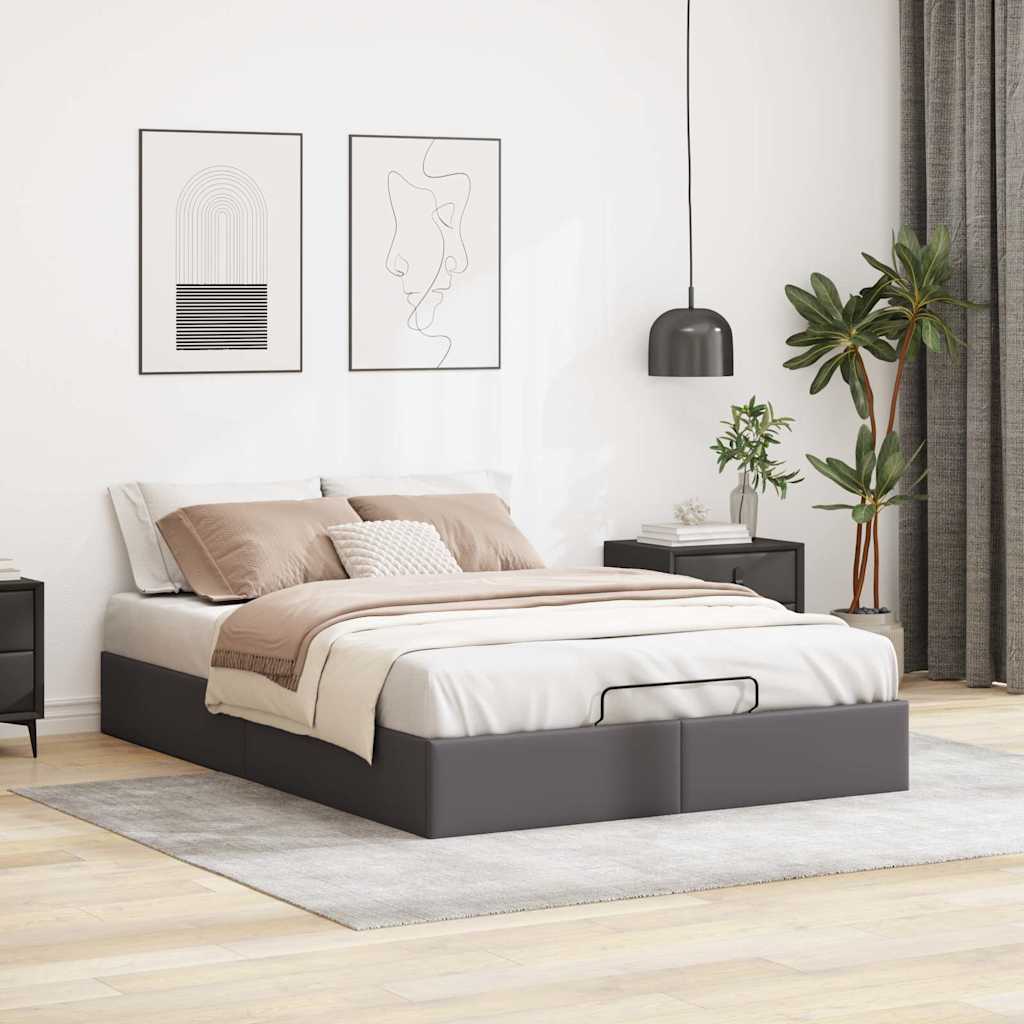 Ottoman Bed without Mattress Grey 140x200 cm Faux Leather