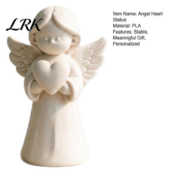Nordic Style Aesthetic Art 3D Printed Angel Heart Statue, White Resin Praying Figurine for Love And Protection Symbol Living Room Bedroom, Minimalist