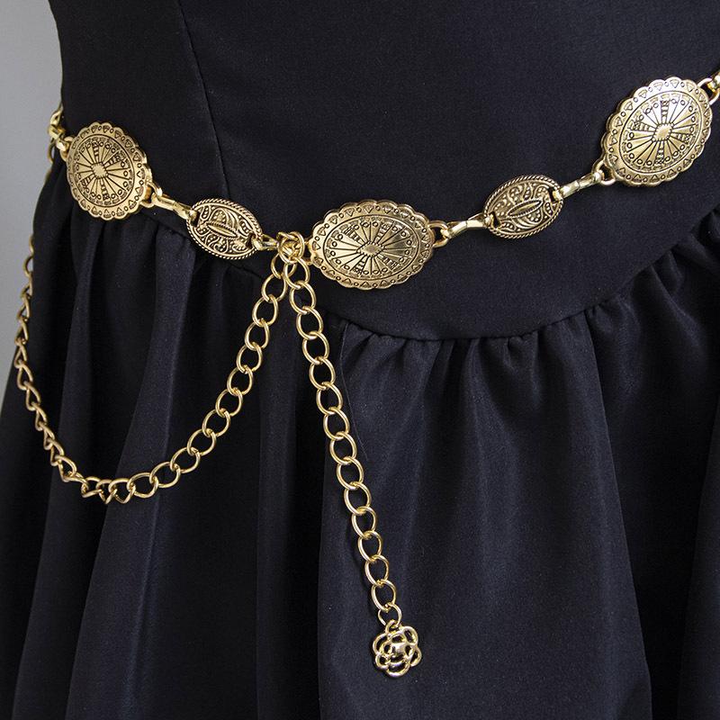 Bohemian Waist Chain with Retro Embossed and Aged Classic Metal Engraving for Women