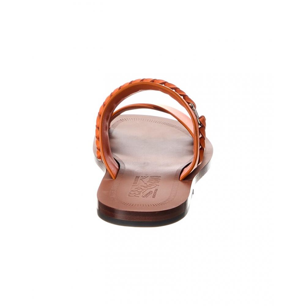 Salvatore Ferragamo Ferragamo Giotto Leather Sandal Orange