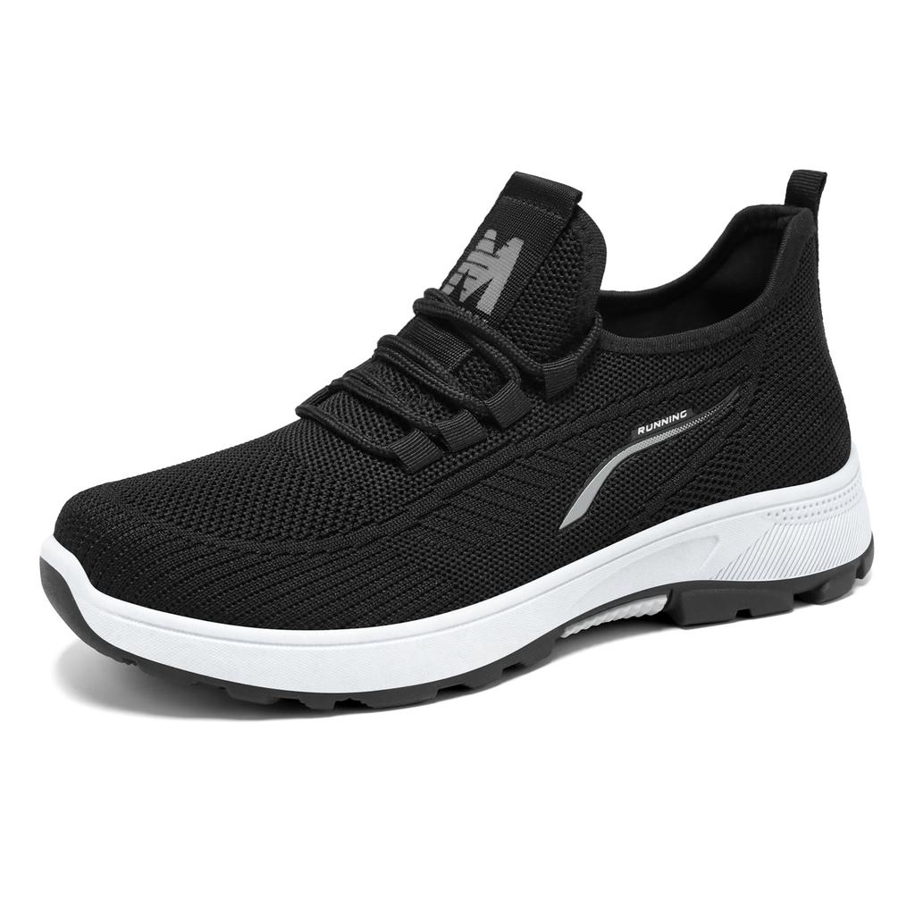 Men's Shoes New Fly-woven Sports Shoes Shallow Mouth Breathable Running Shoes Thick Sole Comfortable Single Shoes Soft Sole Comfortable Mesh Shoes