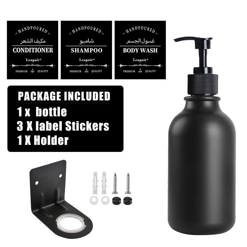 

500 мл многоразовый дозатор для шампуня и кондиционера настенный, пустые бутылки для подтарельника для мыла для рук/мыла для посуды/ополаскивателя для полости рта 1 Bottle+ 1 Rack