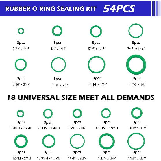 139PCS AC O Ring Kit Conta 30 Sizes,Durable A/C O Ring Assortment Kit With 54PCS Rubber Gasket & 85PCS Spacers For Seal Improvement,Professional AC