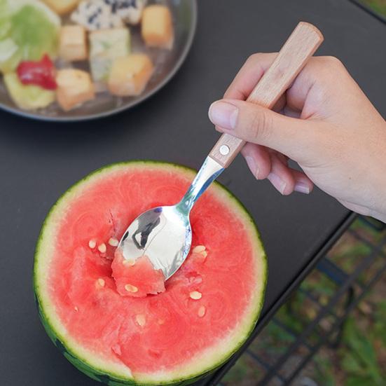 1/2Pcs Stainless Steel Folding Fork Spoon with Wooden Handle Portable Outdoor Camping Picnic Hiking Travel Food Grade Collapsible Cutlery