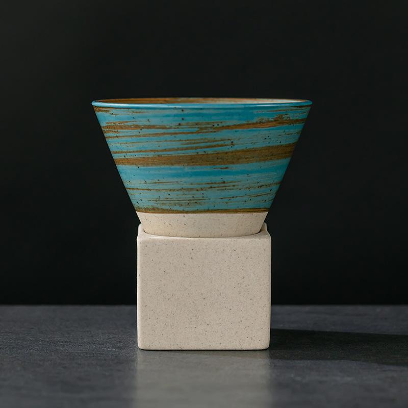 Retro Ceramic Coffee Mug Creative Pottery CoffeeTea Cup Japanese Latte Pull Flower Porcelain Home Art Decorative Cups