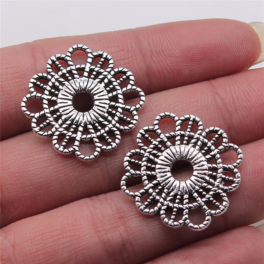 10pcs Charms Motif Antique Silver Color Motif Pendant Charms Flower Charms For Jewelry Making