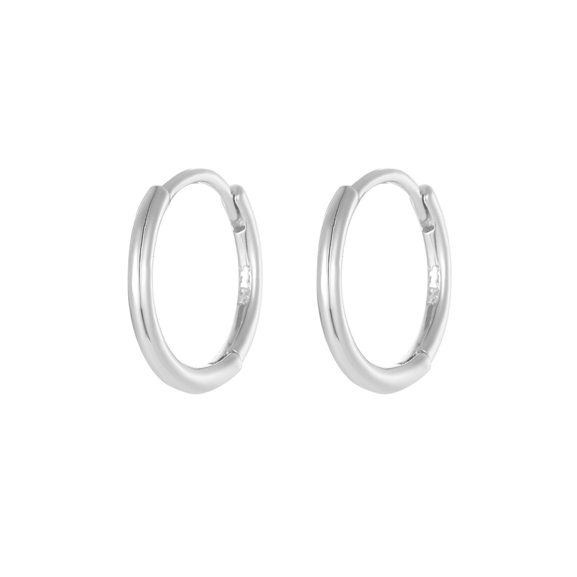 

925 Sterling Silver Minimalist Huggie Hoop Earrings | Gold/Silver Tone Multiple Sizes Small Hoop Earrings for Women Men 11MM серебряный