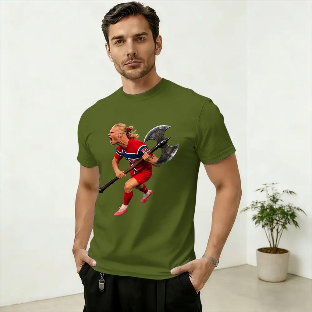 Haaland Football Number 9 FanArt T Shirt for Unisex Pure Cotton Novelty T-Shirts Round Neck Tee Shirt Short Sleeve Tops Gift Idea