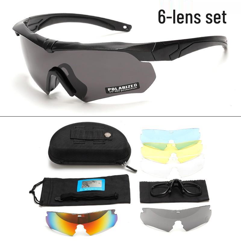 In-Stock Black CS Tactical Polarized Anti-UV Shooting Goggles - Windproof, Sandproof Outdoor Sunglasses.
