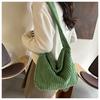 Trendy Corduroy Shoulder Bag Large Capacity Stylish Commuter Tote Bag For Daily Use