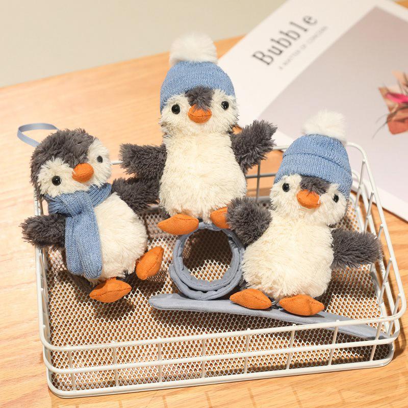 Winter Skateboard Penguin Plush Toy with Hat & Scarf - Cute Christmas Skiing Pet Doll