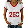 Women's Casual V Neck Short Sleeve Pullover Printed T-Shirt Top