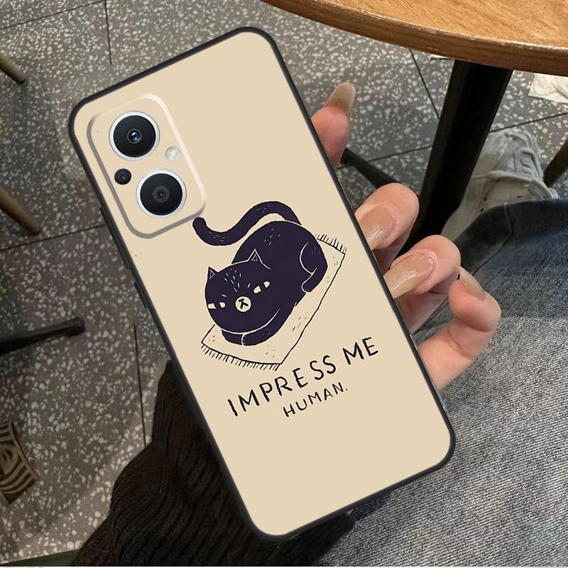 Black Cat Face Kitty For OPPO Reno 14 13 12 11 10 Pro 8T 11F 12F 13F 14F 7 8 Lite OPPO Find X8 X6 X5 X9 Pro Case