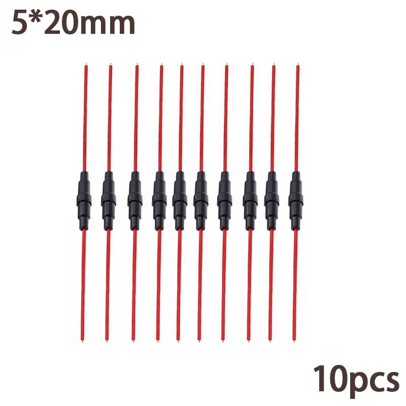 1/10Pc 20AWG Copper GlassFuse Holder ScrewType 5X20mm With 20AWG Wire Cable Fuse Casing 250V 5*20mm 6*30mm Fuses Boxes Fuse Tube