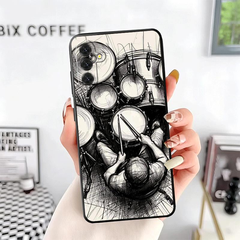 Drum Set Rock Music Soft Phone Case for Samsung A17 A37 A57 A16 A26 A36 A56 A15 A25 A35 A55 A14 A24 A34 A54 A13 A23 A33 A53 A52