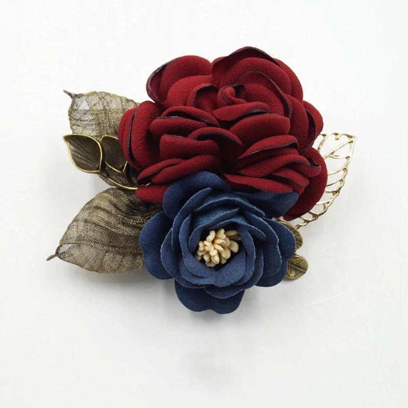 1Pc Botanical Pins Casual Mother's Day Gift Fashionable Party Accessories Women Rose Flower Brooches Fabric