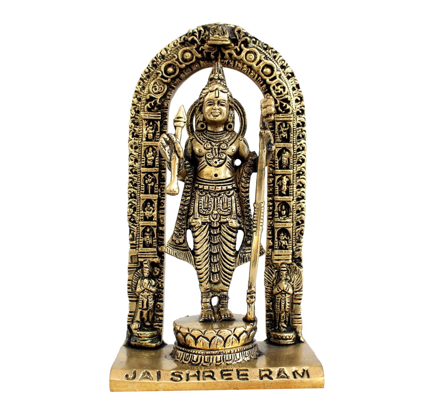 Pure Brass Ram Lalla Shri Ram Ayodhya Temple Murti, Religious, Golden - 7 Inch
