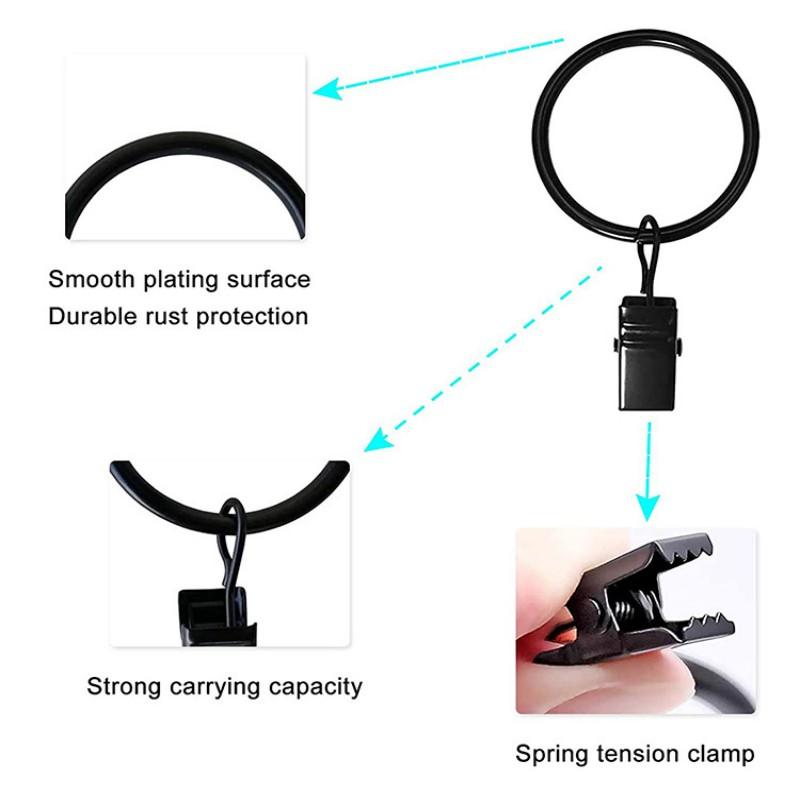 10 Stück Gardinenhaken Aufhängeclips Metallclip Rostfreie Gardinenstangen Halter Aufhänger Geteilte Gardinenringe Schnallen Ösen Tüllen