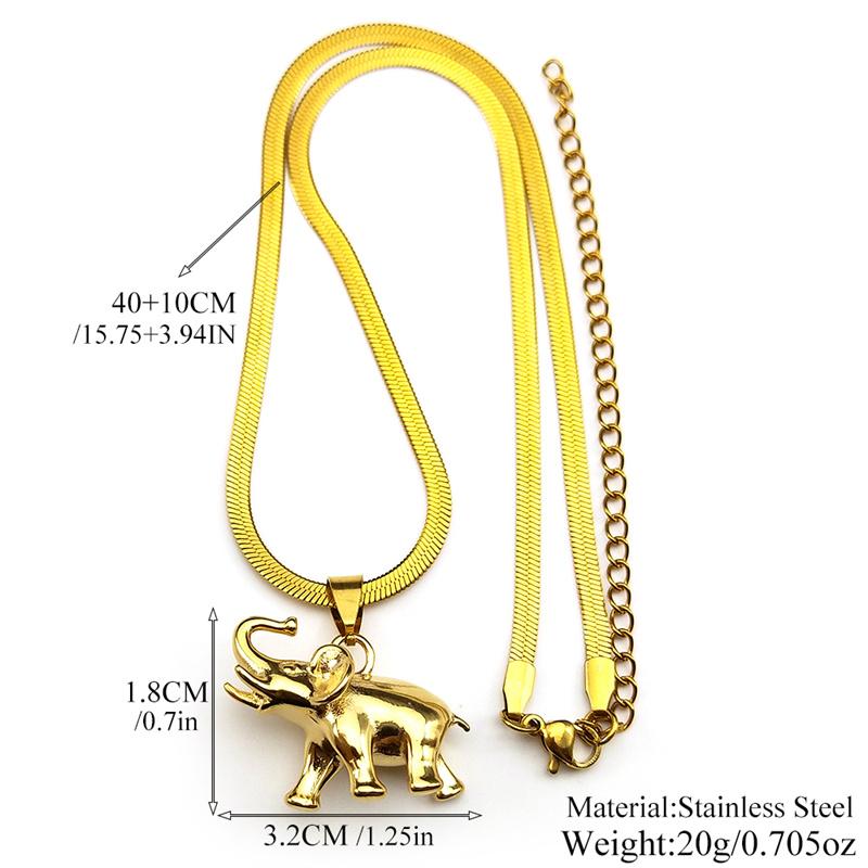 Collana Ciondolo Elefante Intelligente Tema Foresta Animale Acciaio Inossidabile Placcato Oro Catena Unisex Gioielli