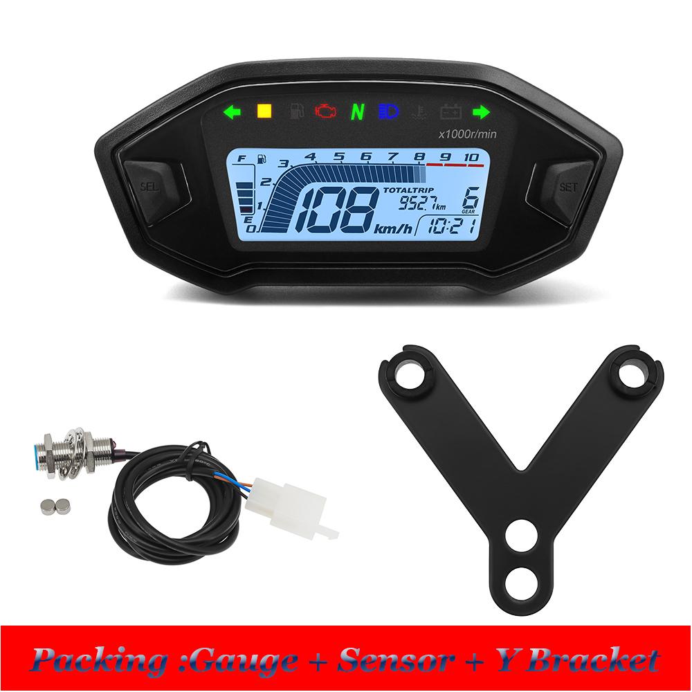 LED Digital Meter Motorcycle Speedometer Adjust Backlight ODO TRIP KMH MPH for 2-4 Cylinders Engines Motor instruments For Honda