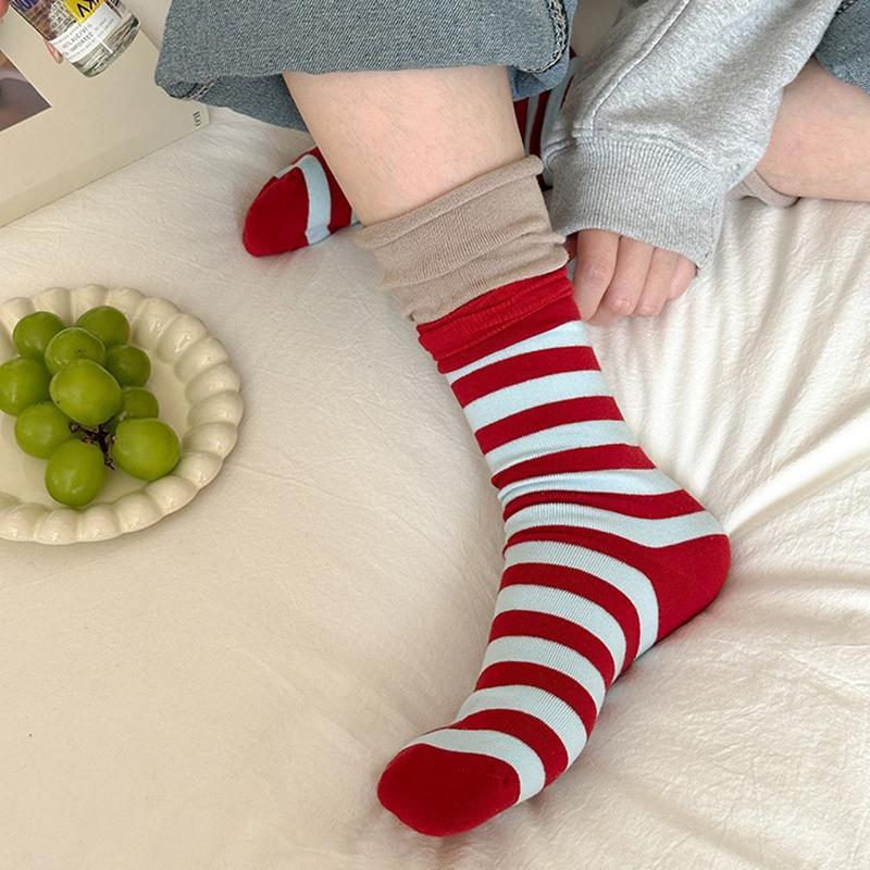 Retro Striped Socks Women Medium Tube Socks Spring And Autumn Cotton Stockings Korean Stockings Japanese Socken