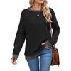 Women's Fashionable Color Blocked Round Neck Long Sleeved Casual Hoodie Top