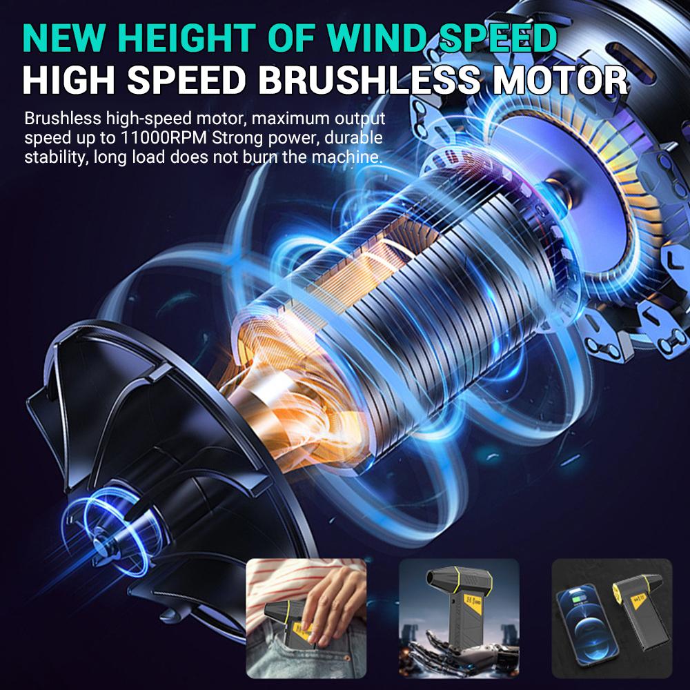 150000 RPM Turbo Jet Fan Brushless Electric Air Blower Portable Hair Dryer Dust Removal Cleaning Tool 4000mAh/8000mAh Battery