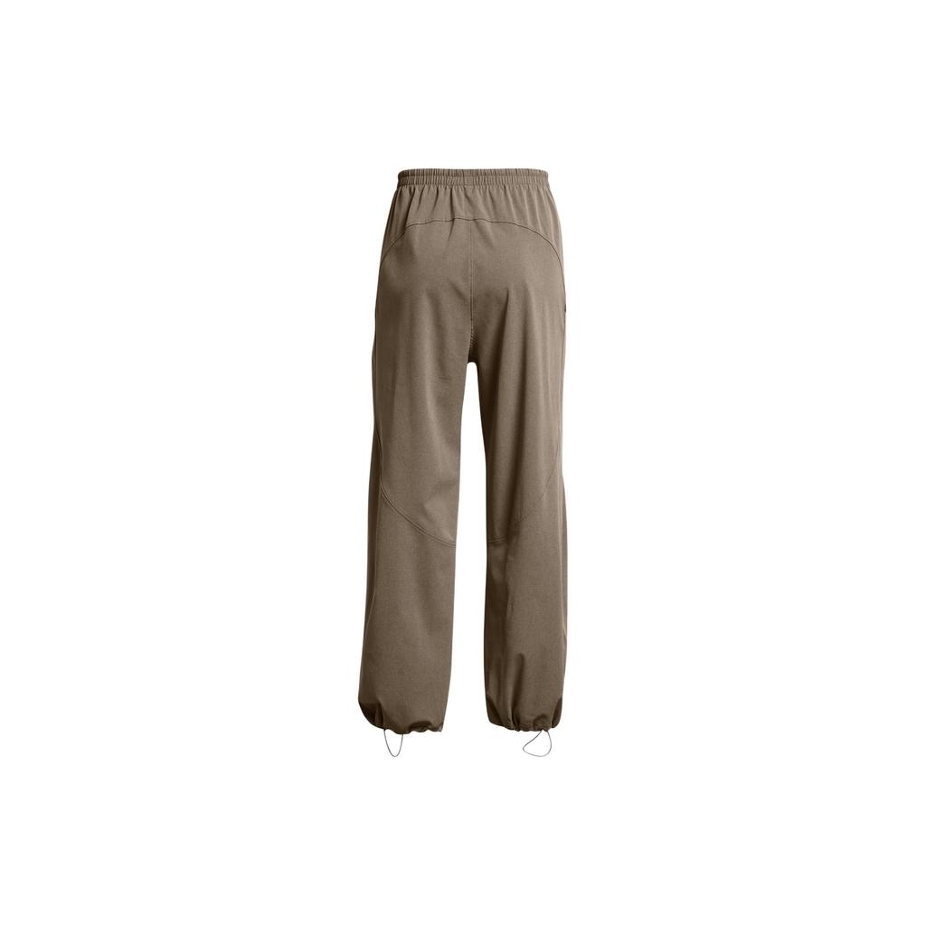 Under Armour UA Unstoppable Solid Color Mid Waist Loose Fit Drawstring Cuffed Casual Pants Women bottoms Olive-Brown 1382740-200