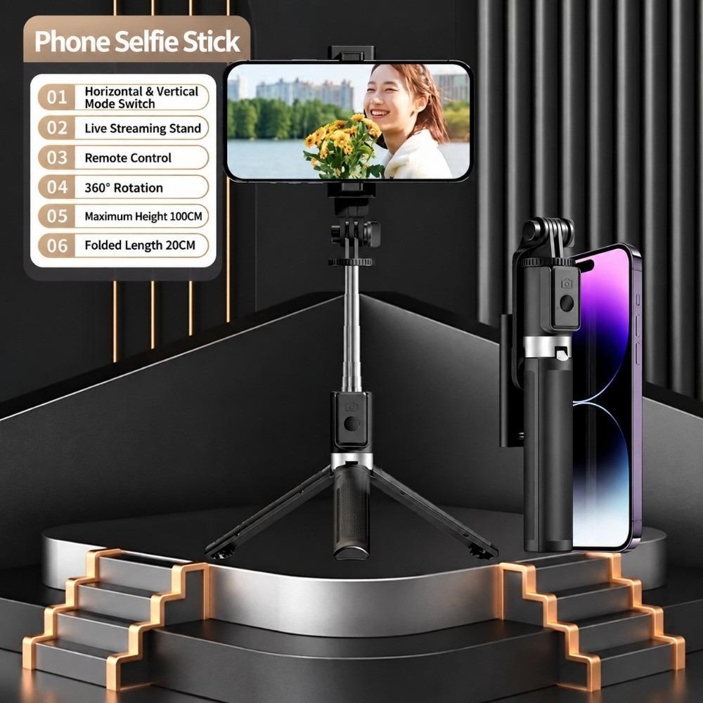 Extendable Pole Selfie Stick Tripod Bluetooth Remote Bluetooth Selfie Stick Travel Vlog