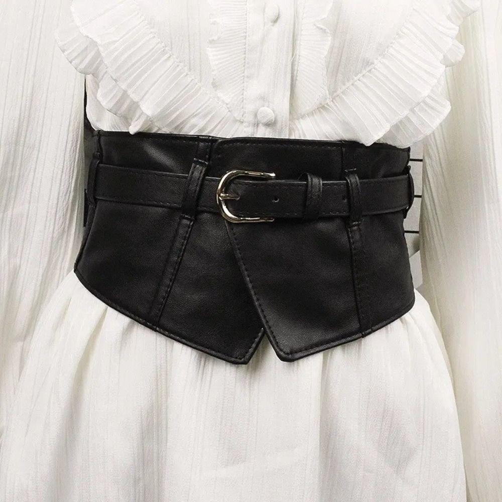 Adjustable Elastic Cummerbunds Black Waist Corset Fashion Wide Belt  Ladies