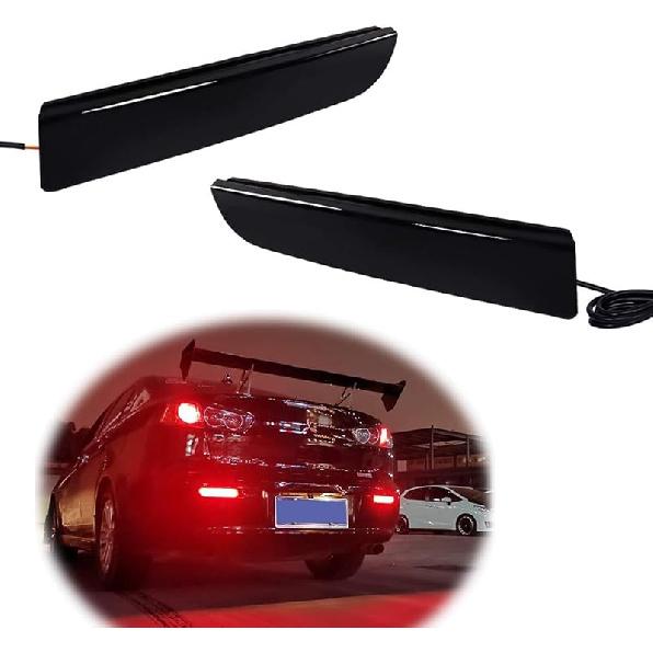 GTINTHEBOX Smoked Lens Led Rear Bumper Reflector Brake Tail Light With Sequential Turn Signal Lamps And Strobe Brake Lighting For Mitsubishi Lancer,