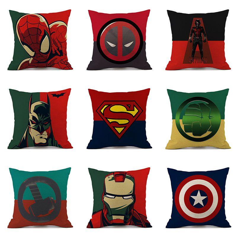 Elegante Superhelden Spiderman Ironman Superman Kissenbezug Mit Unsichtbarem Reißverschluss