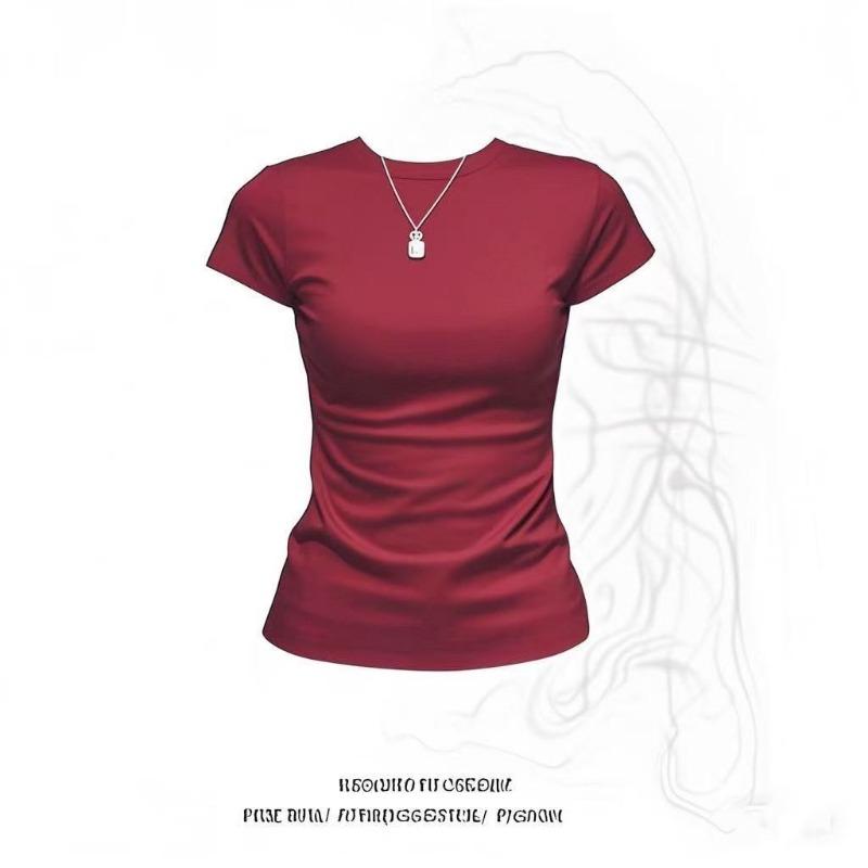 Women's Slim-Fit Crew Neck Short Sleeve T-Shirt Casual Daily Bodycon Basic Top Soft Comfortable Tee