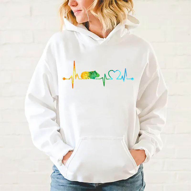 Nové mikiny s potiskem vzoru srdečního tepu morčete pro ženy módní ležérní sportovní dámské pulovry topy