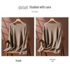 Women's Long Sleeve One-Shoulder Cashmere Knit Sweater - Mid-Length, Rolled Edge, Autumn/Winter Collection