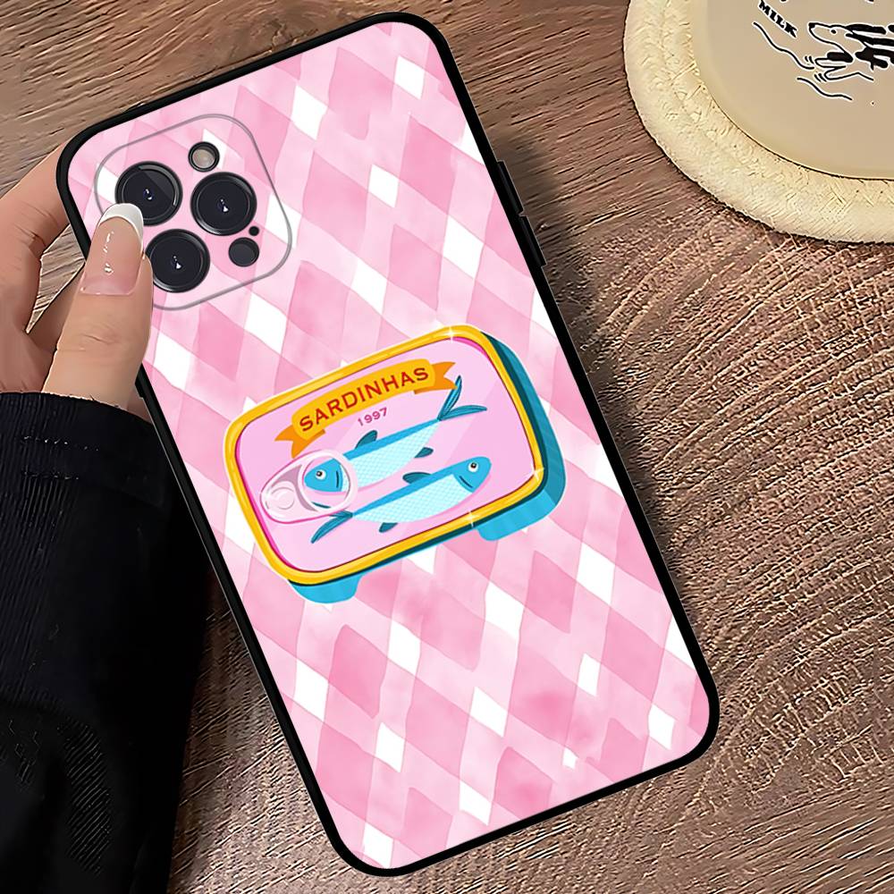 Sardines Fish Soft Back Phone Cover Case For IPhone 17 16 Pro Max 15 12 11 16e 13 Mini 14 15 Plus