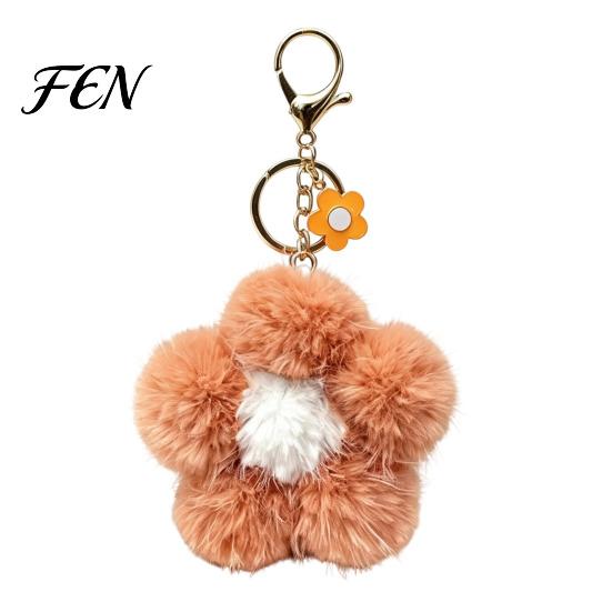 Handbags Decorative Accessory Plush Flower Keychain for Backpack, Fuzzy Floral Keyring Key Holder Bag Charm, Women Girls Ornament