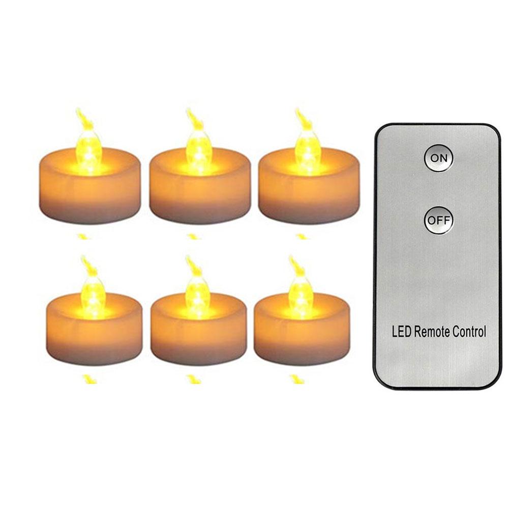3/6/12 Pieces Remote Control White Flameless Decorative LED Tealight Candles Battery Operated Small Yellow Flickering Light