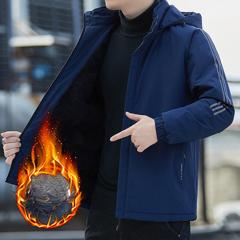 Men's Autumn and Winter Korean Version Trendy Jacket Handsome Velvet Thickened Jacket