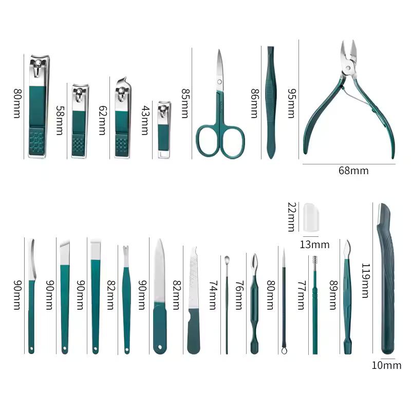 7/10/12/18Pcs Manicure Set Stainless Steel Nail Cutter Fingernail Clippers Trimmer Eyebrow Scissor Tweezers Ear Spoon Facial Car