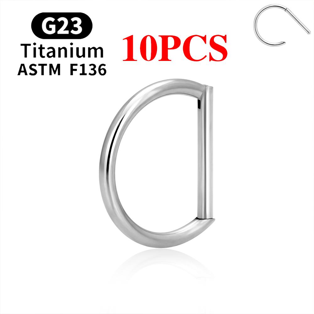 1/10 Stück F136 G23 Titan Nasenpiercing Ring D-Form Scharnier Segment CZ 16G Clicker Knorpel Tragus Helix Ohrringe Körperschmuck