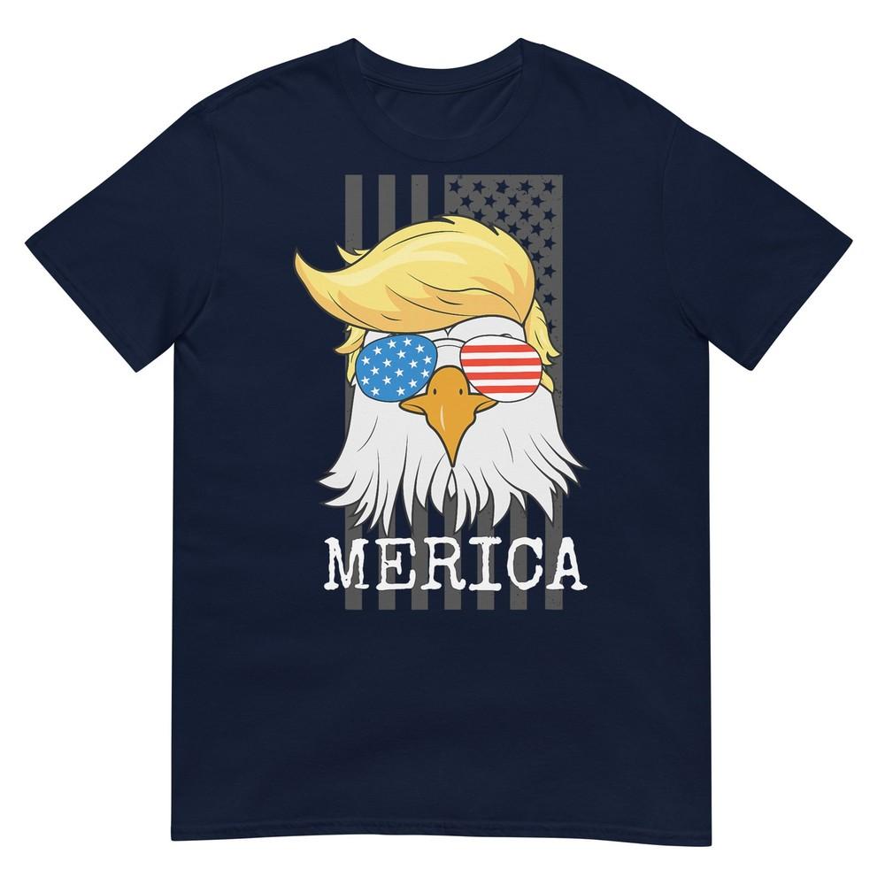 Merica Bald Eagle 4th Of July Trump American Flag Funny Gift TShirt S