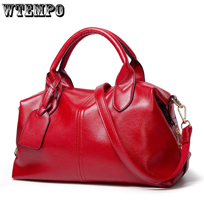 WTEMPO Fashion Solid Frauen Leder Reißverschluss Große Kapazität Damen Handtaschen Casual Shopping Schulter Tasche