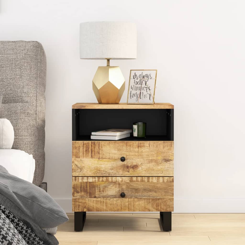 Nightstand 50x33x62 cm Solid Mango Wood & Engineered Wood