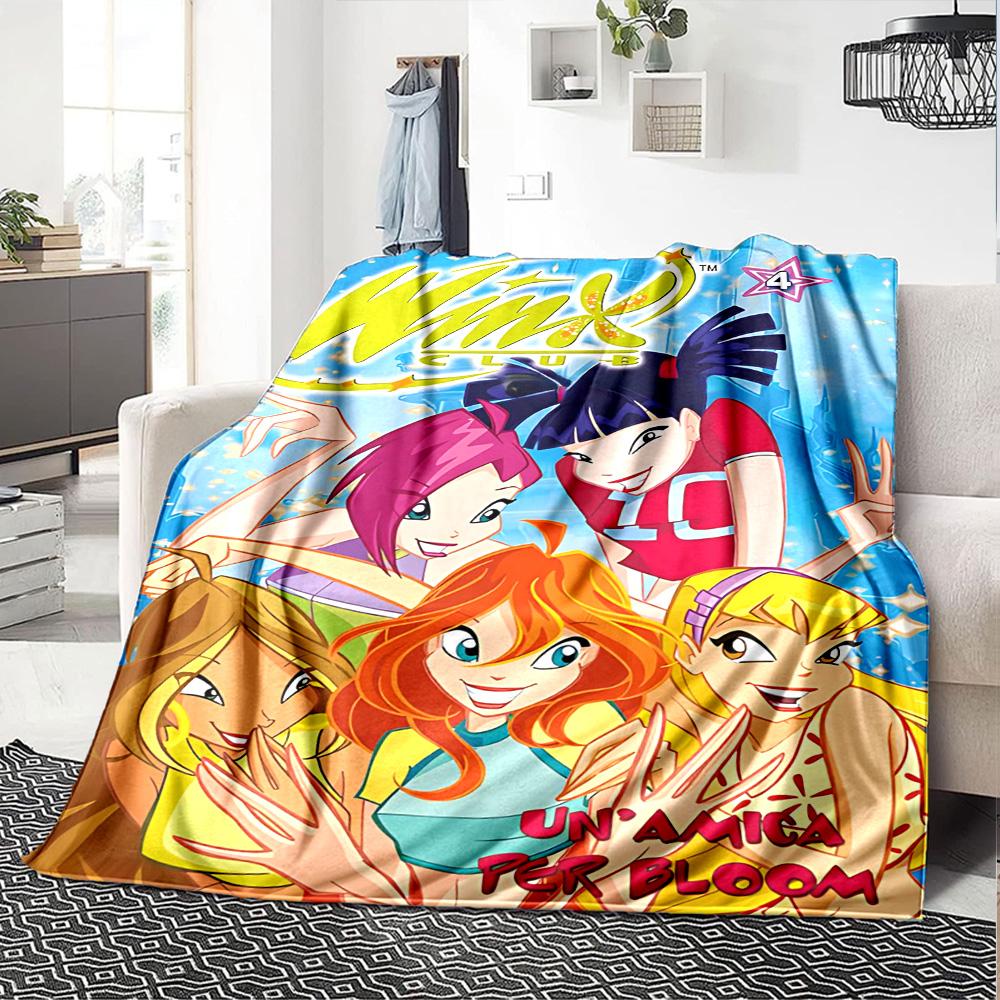 1pc Winx Club Fairies flannel Blanket for Super Soft Cute Comfort Blanket for Travel Bedding Couch Sofa Blanket Y73024