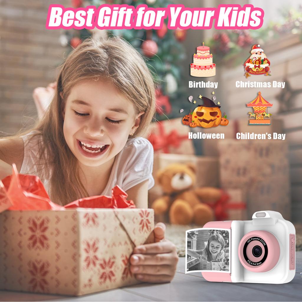Instant Print Camera For Kids Mini Digital Video Camera Dual Lens Photo Printing Thermal Paper Toys Camera Boys Girls Gifts