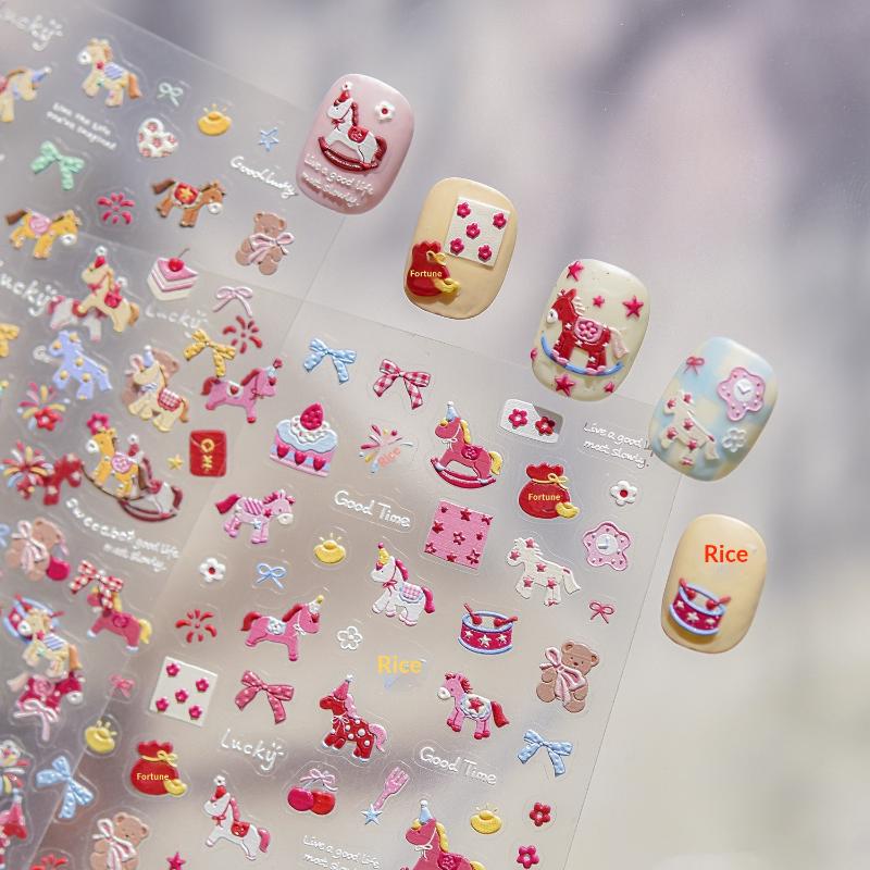 Pegatinas de Uñas de Pony Coloridas de Dibujos Animados Pegatinas de Uñas Diy Accesorios de Decoración de Uñas Calcomanías de Uñas Año del Caballo Pegatina Artística