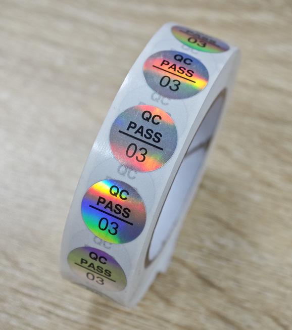 Transparent Self-Adhesive QC Pass Label - Round Laser Quality Inspection Sticker